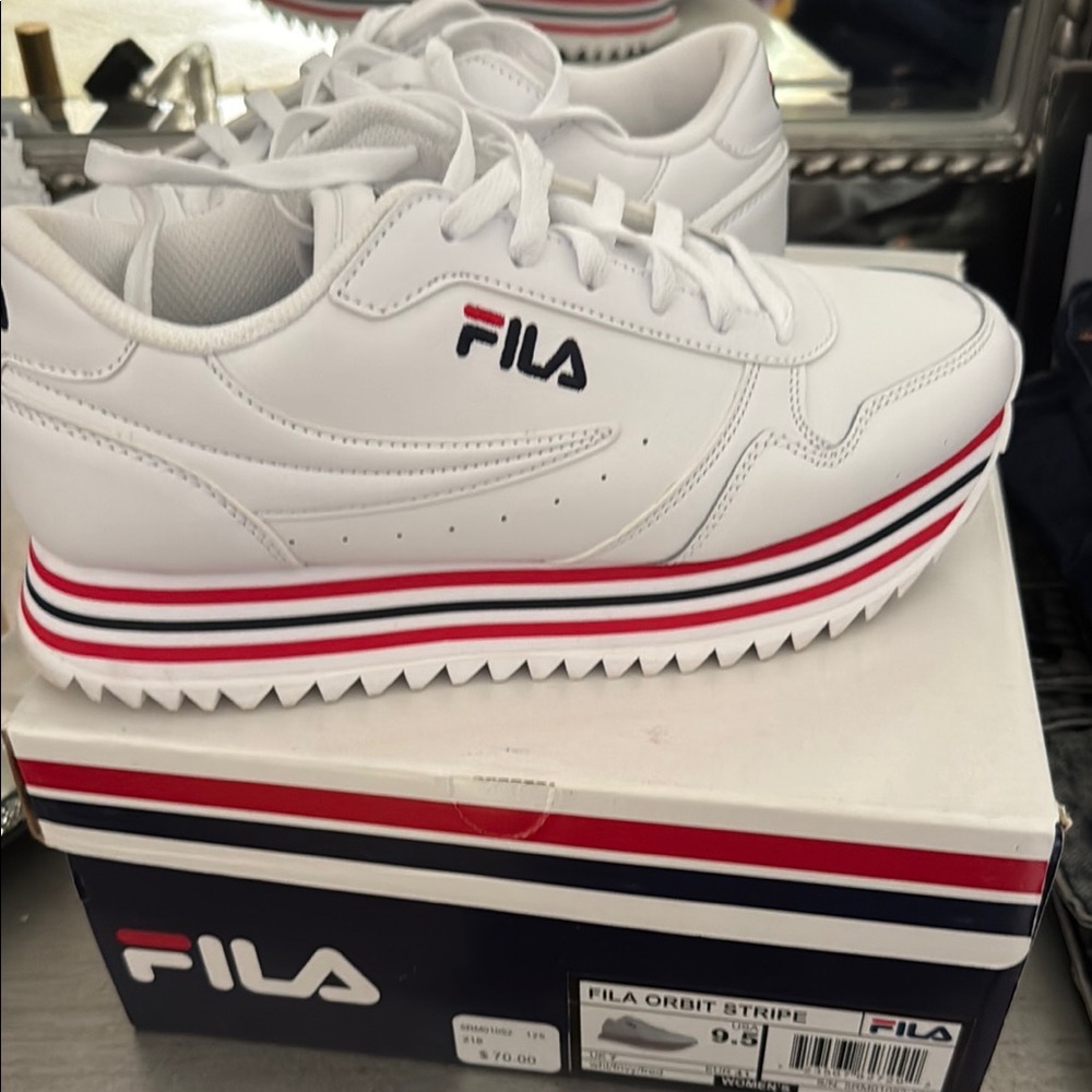 Fila Orbit Stripe White and Red Sneakers
